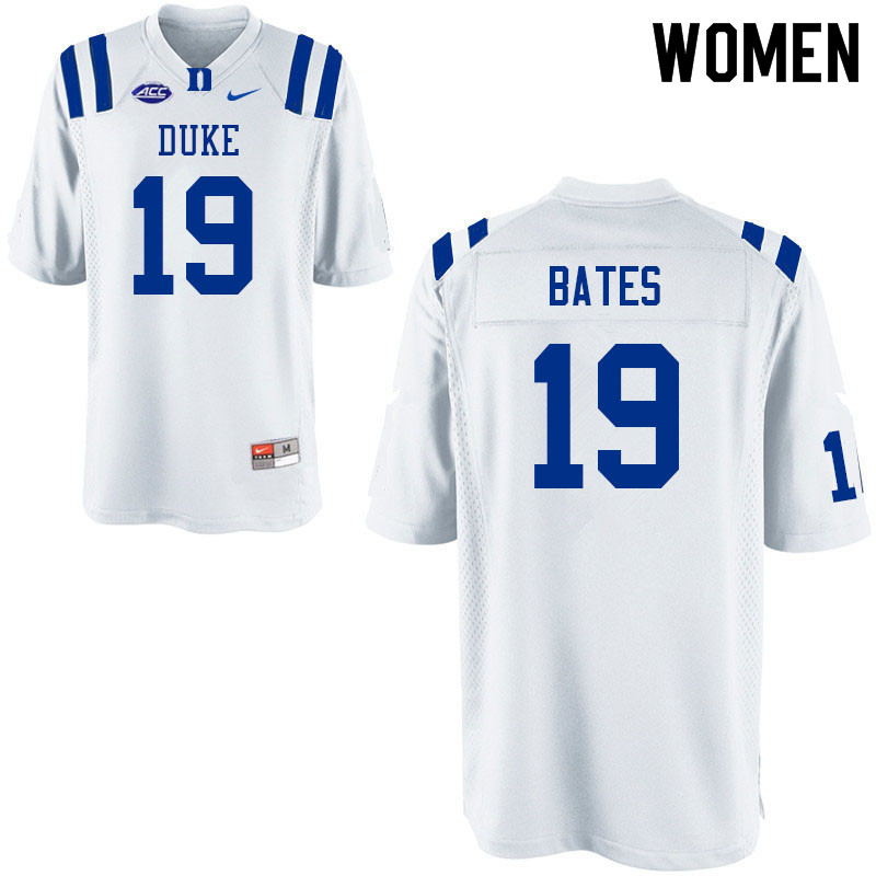 Women #19 Travis Bates Duke Blue Devils College Football Jerseys Sale-White